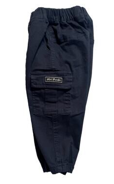 Mini Panda Toddler Boys Cargo Jogger Pants Navy Blue Elastic Waist Size 3T